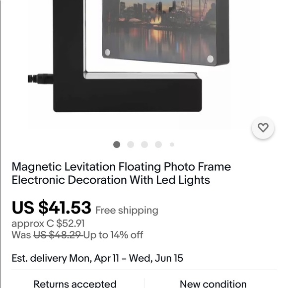 2 x Magnetic Levitation LED Floating Photo Frames - Picture 6 of 8
